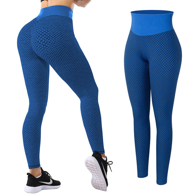 Blue ruched bum gym leggings  Empower - Empowerclothingltd